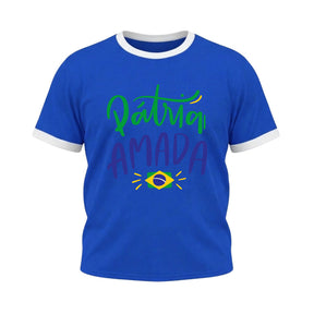 Camiseta Compressão Manga Curta Plus Size Pátria Amada Brasil Colorida Rash Guard