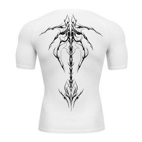 Camiseta Compressão Uv Manga Curta Cyber Tribal Unbreakable Dark Spine Rash Guard