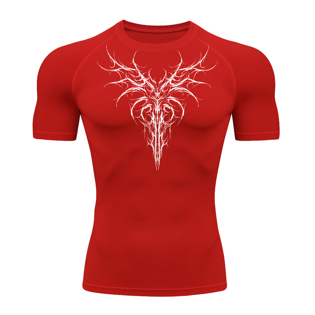 Camiseta Compressão Uv 50+ Manga Curta Cyber Tribal Dark Instinct Rash Guard