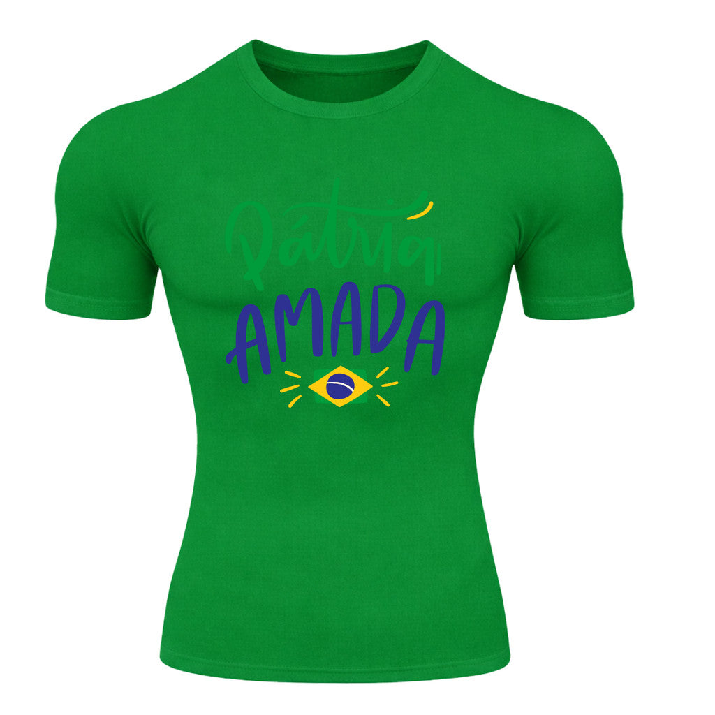 Camiseta Compressão Manga Curta Proteção UV 50+ Pátria Amada Brasil Varias Cores Rash Guard