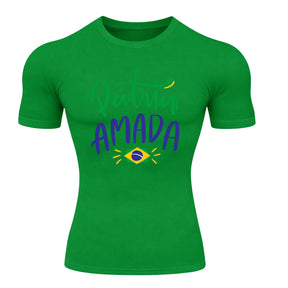 Camiseta Compressão Manga Curta Proteção UV 50+ Pátria Amada Brasil Varias Cores Rash Guard