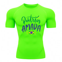 Camiseta Compressão Manga Curta Proteção UV 50+ Pátria Amada Brasil Varias Cores Rash Guard