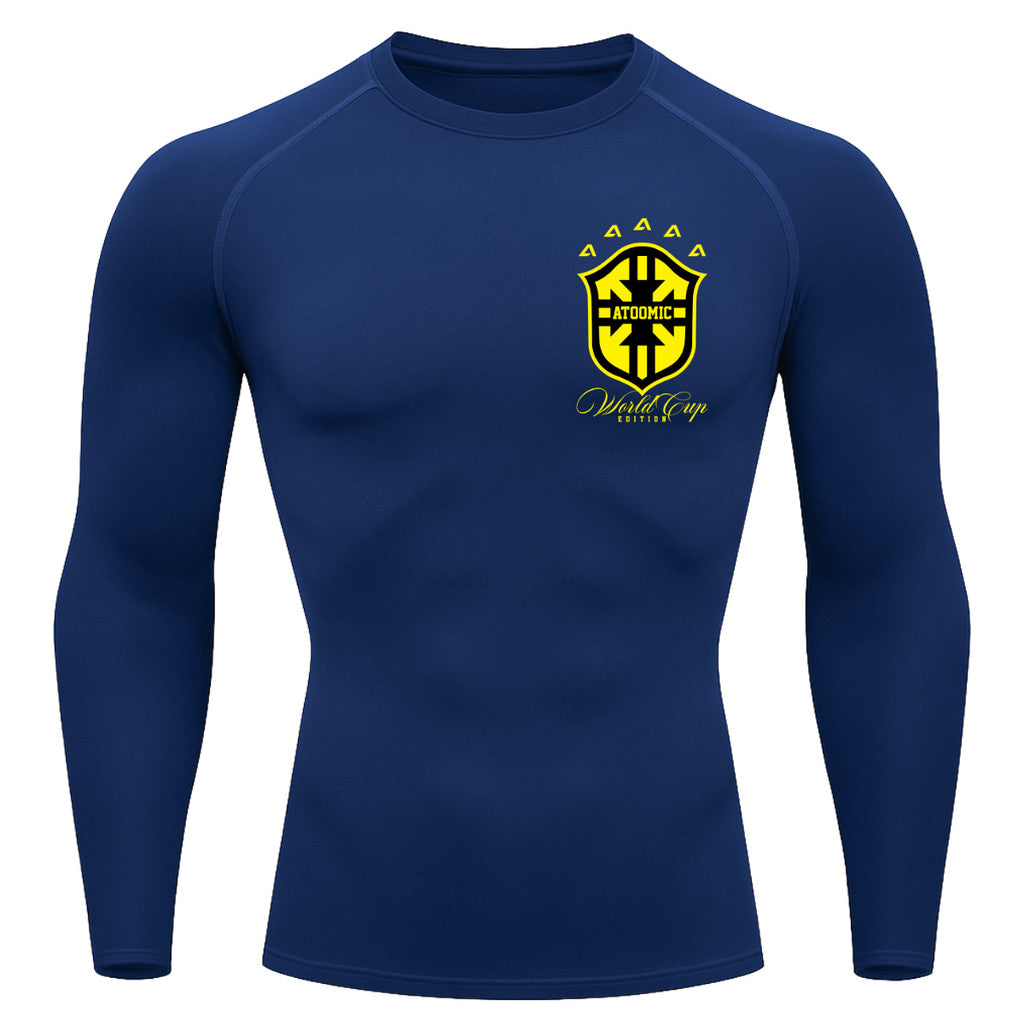 Camiseta Compressão Manga Longa UV Atoomic Escudo Brasil Prime Varias Cores Rash Guard