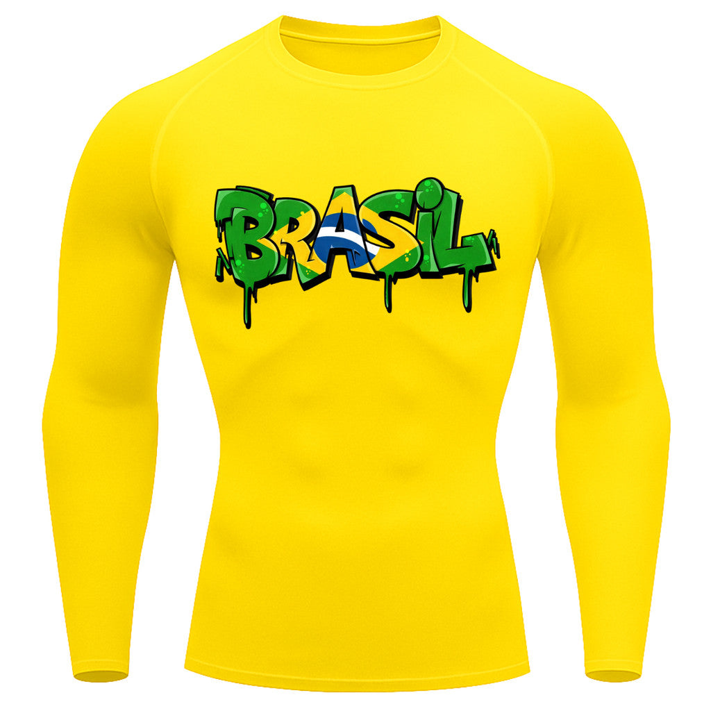 Camiseta Compressão Manga Longa UV Brasil Drip Edition Varias Cores Rash Guard