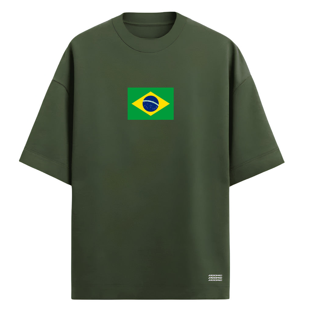 Camiseta Oversized Manga Curta Bandeira Do Brasil Camiseta Varias Cores