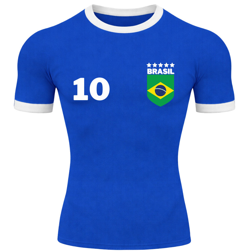 Camiseta Manga Curta Brasil Personalize Com Seu Nome E Número