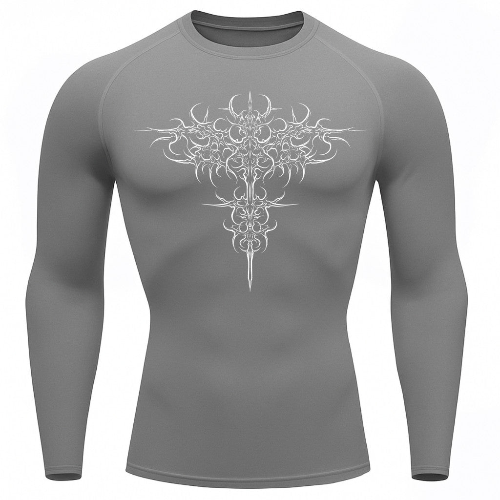 Camiseta Compressão Uv 50+ Manga Longa Cyber Tribal Savage Emblem Rash Guard
