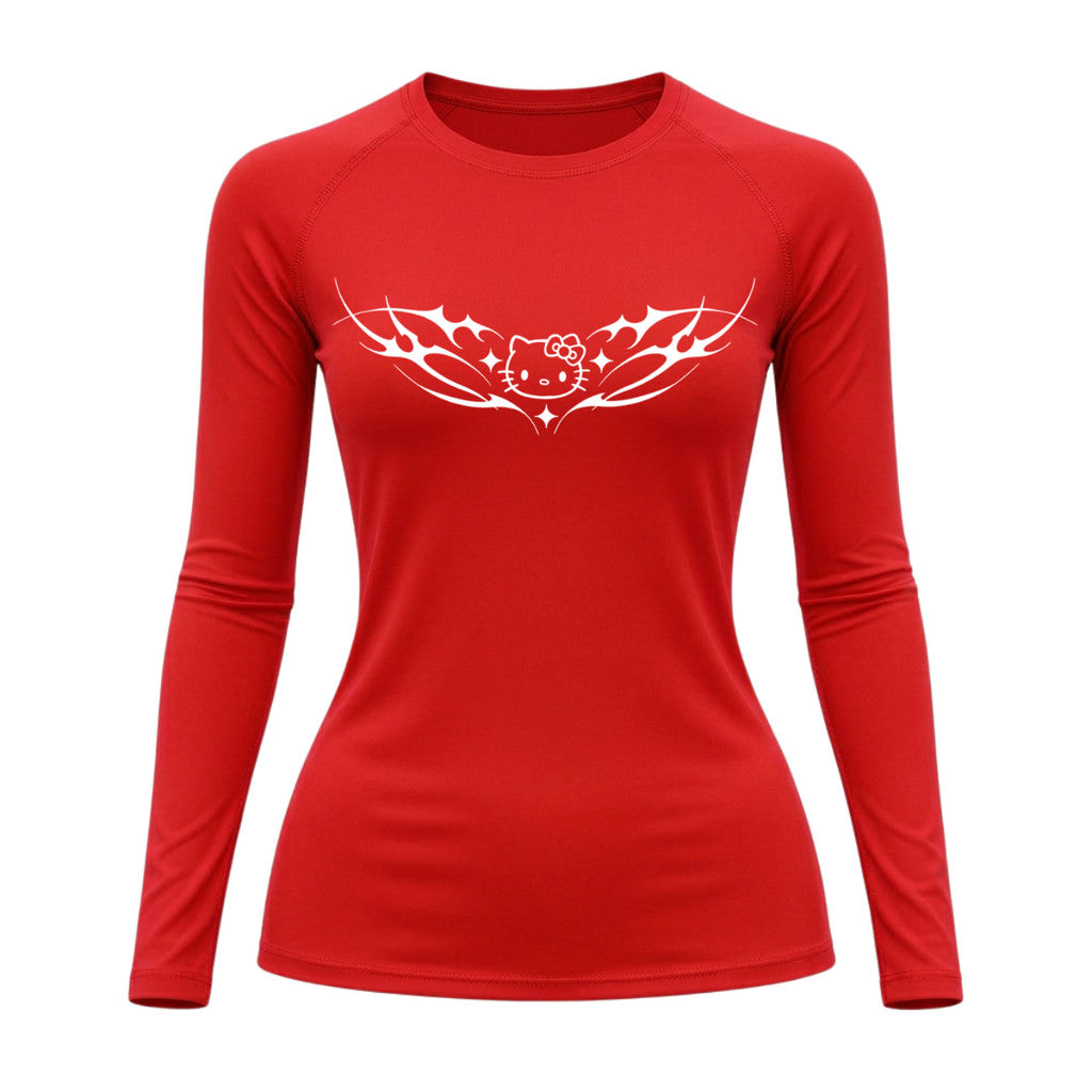 Camiseta Compressão Uv Manga Longa Cyber Tribal Angel Hello Kitty Rash Guard