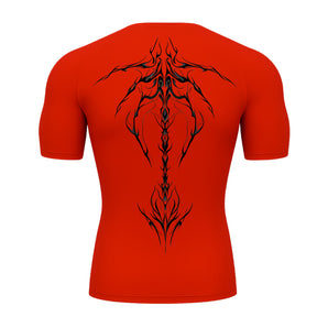 Camiseta Compressão Uv Manga Curta Cyber Tribal Unbreakable Dark Spine Rash Guard