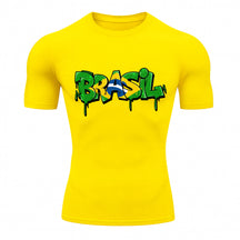 Camiseta Compressão Manga Curta UV Brasil Drip Edition Varias Cores Rash Guard
