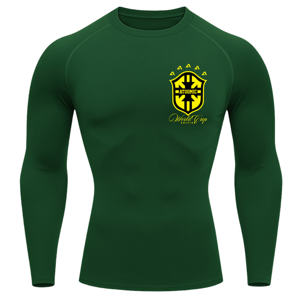 Camiseta Compressão Manga Longa UV Atoomic Escudo Brasil Prime Varias Cores Rash Guard