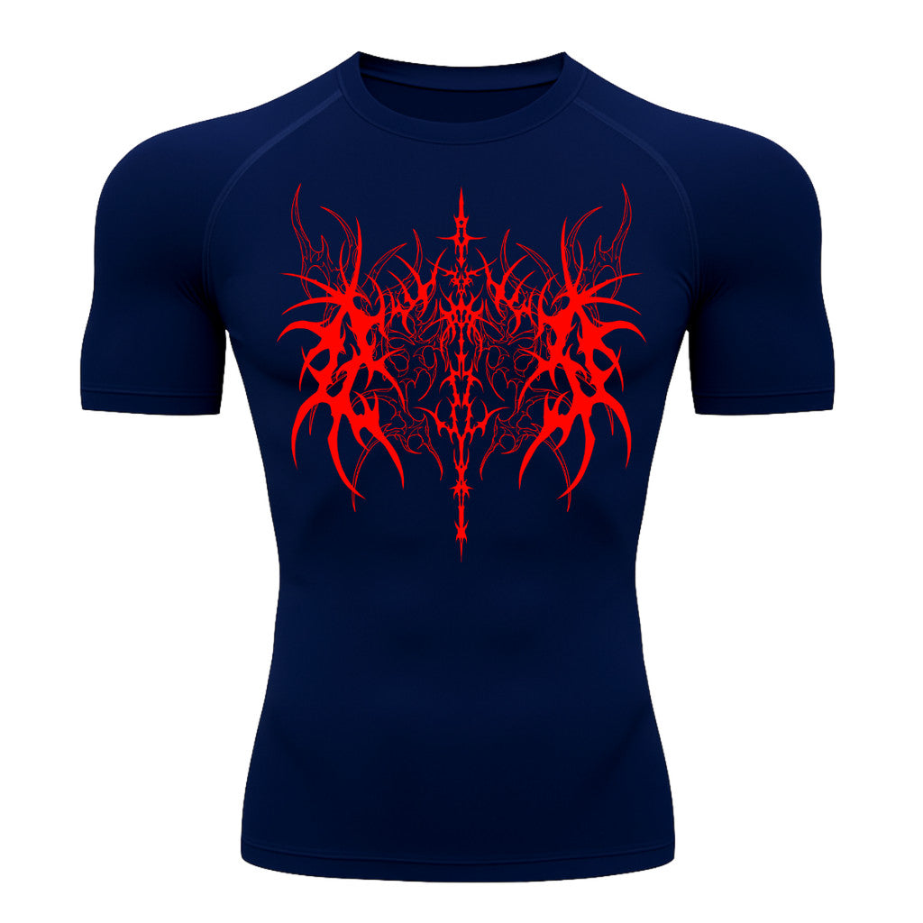 Camiseta Compressão Uv 50+ Manga Curta Cyber Tribal Dark Vanguard Rash Guard camisa