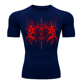 Camiseta Compressão Uv 50+ Manga Curta Cyber Tribal Dark Vanguard Rash Guard camisa