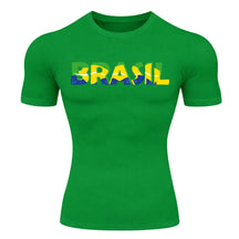 Camiseta Compressão Manga Curta Proteção UV 50+ Brasil Colorido Camiseta Varias Cores Rash Guard