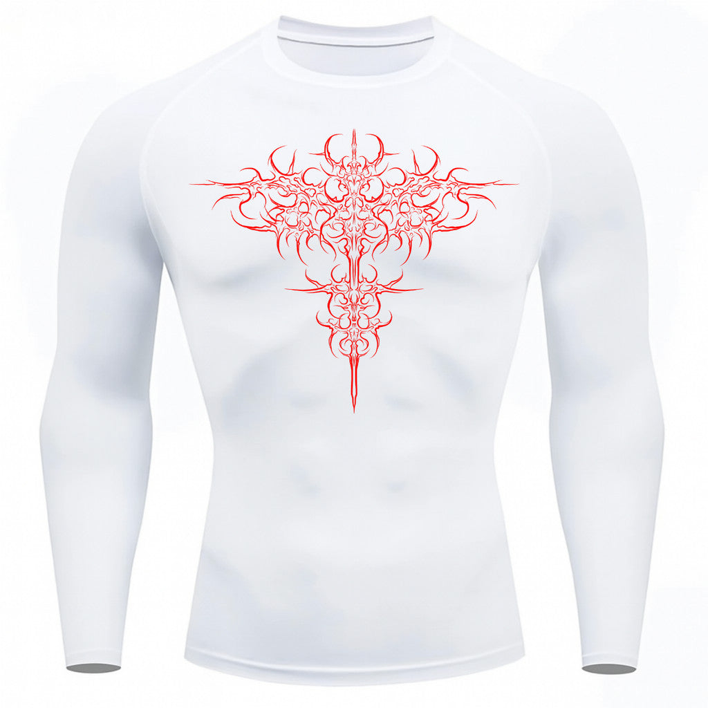 Camiseta Compressão Uv 50+ Manga Longa Cyber Tribal Savage Emblem Rash Guard