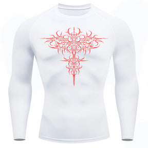 Camiseta Compressão Uv 50+ Manga Longa Cyber Tribal Savage Emblem Rash Guard