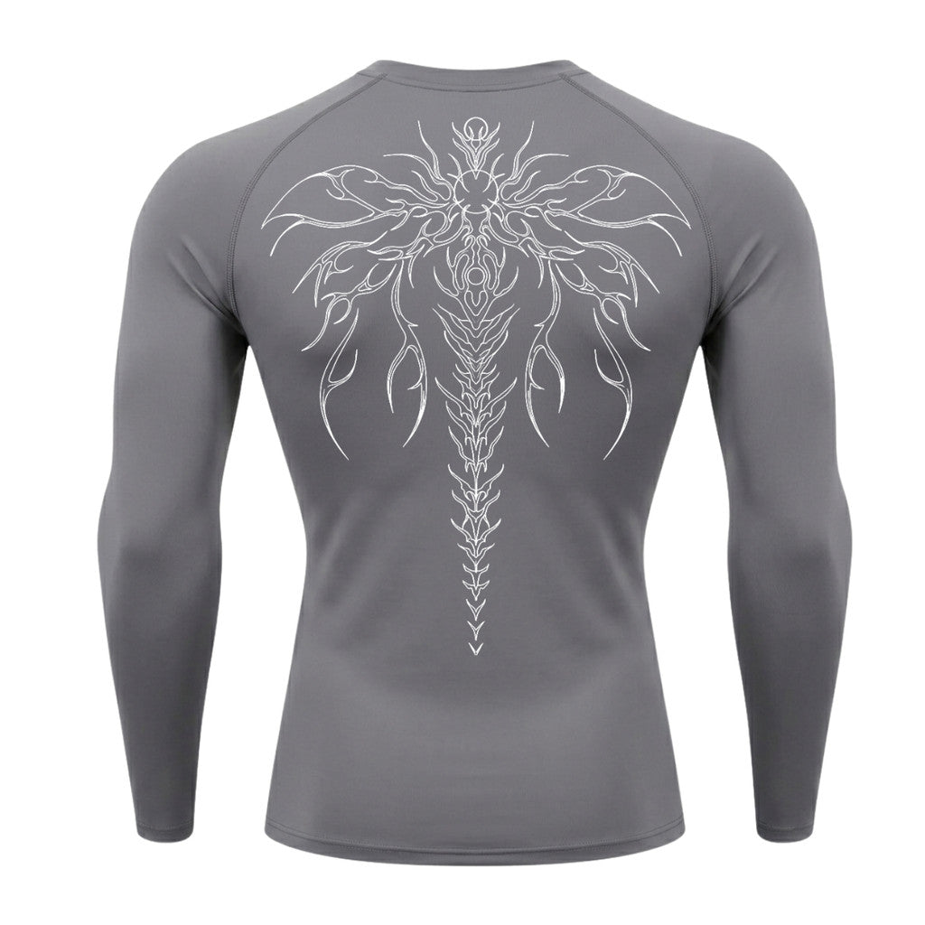 Camiseta Compressão Uv Manga Longa Cyber Tribal Chimera Spine Rash Guard
