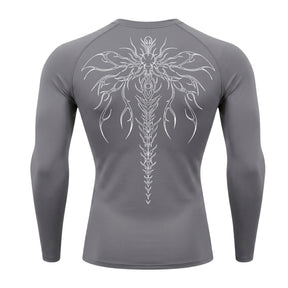 Camiseta Compressão Uv Manga Longa Cyber Tribal Chimera Spine Rash Guard