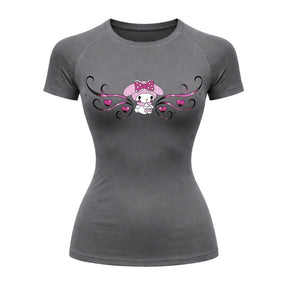 Camiseta Compressão Uv Manga Curta Cyber Tribal My Melody Hello Kitty Rash Guard