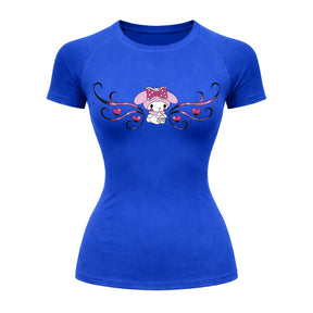 Camiseta Compressão Uv Manga Curta Cyber Tribal My Melody Hello Kitty Rash Guard