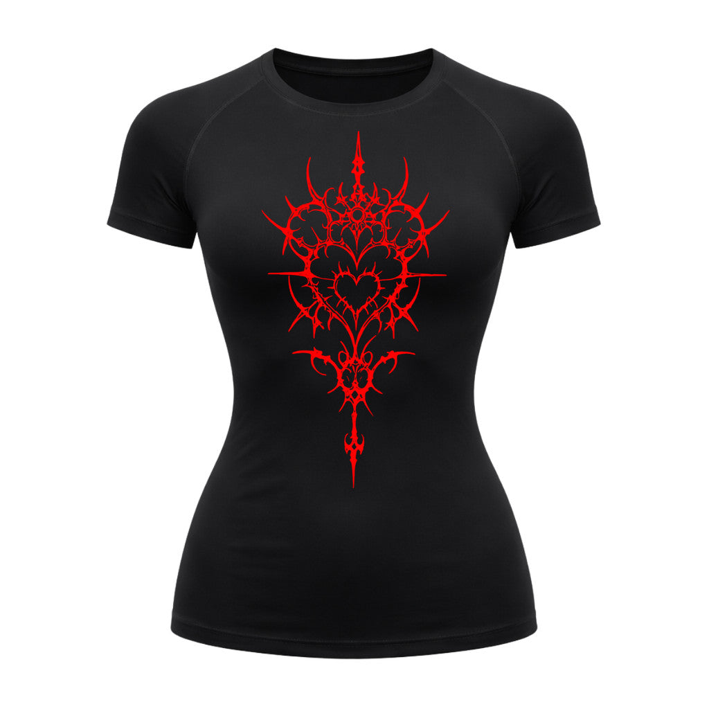 Camiseta Compressão Uv Manga Curta Cyber Tribal Iron Hearth Dark Rash Guard