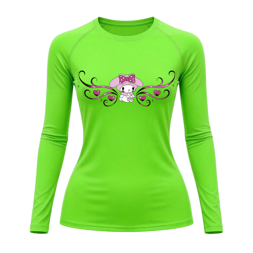 Camiseta Compressão Uv Manga Longa Cyber Tribal My Melody Hello Kitty Rash Guard