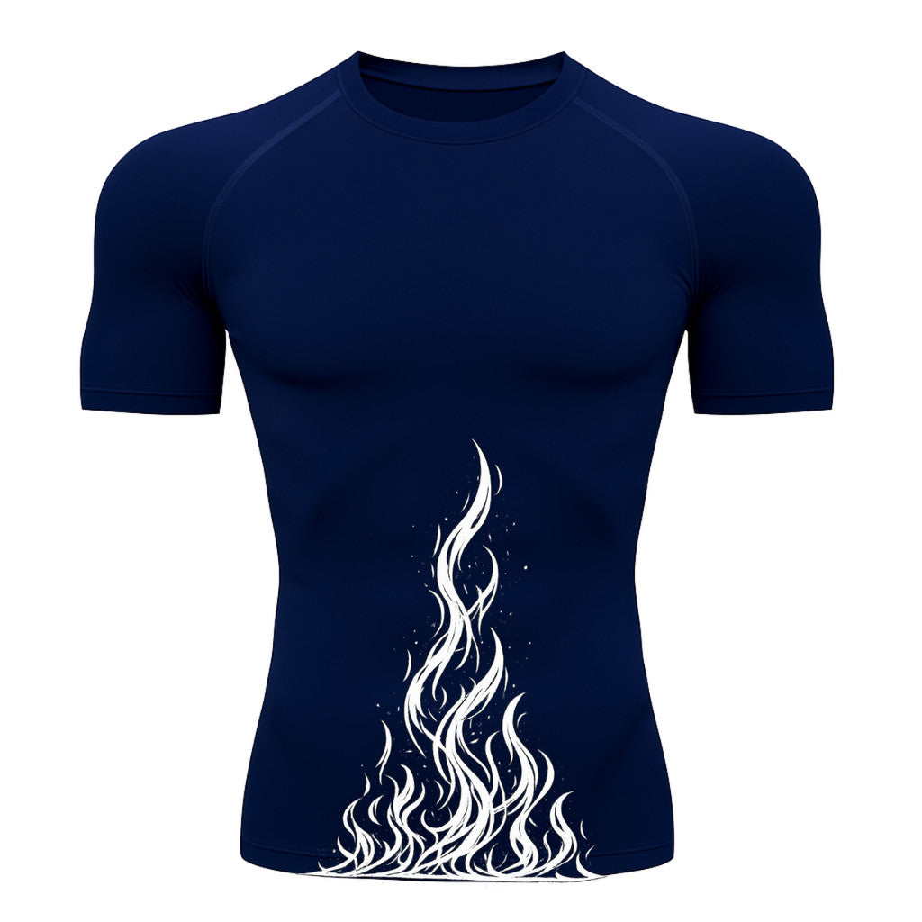 Camiseta Manga Curta Compressão Proteção Uv 50+ Estampada Fire