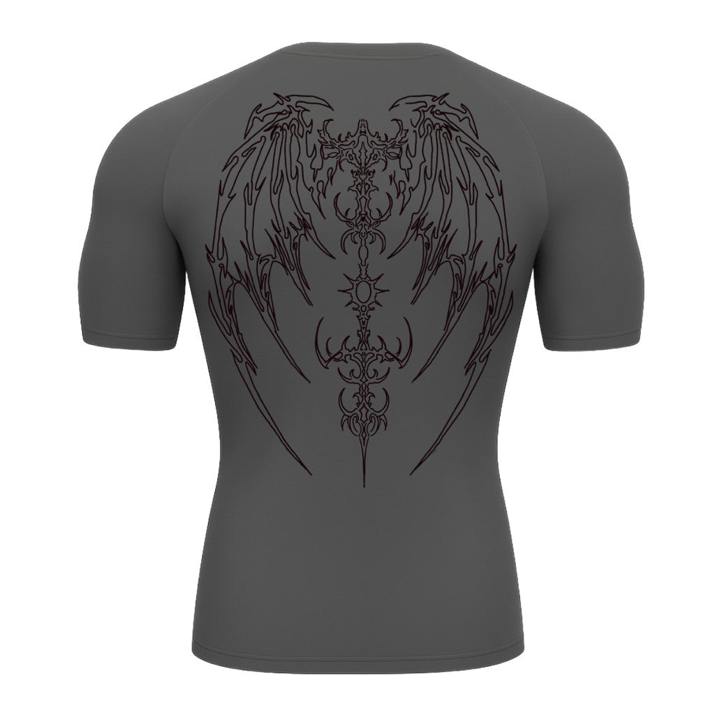 Camiseta Compressão Uv Manga Curta Cyber Tribal Phantom Wings Rash Guard