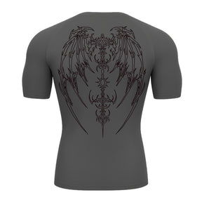Camiseta Compressão Uv Manga Curta Cyber Tribal Phantom Wings Rash Guard
