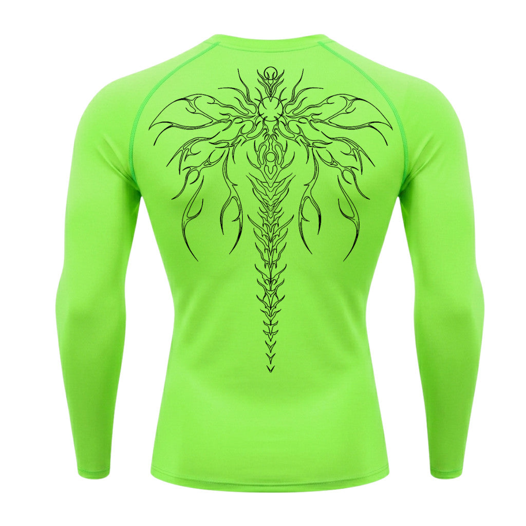 Camiseta Compressão Uv Manga Longa Cyber Tribal Chimera Spine Rash Guard