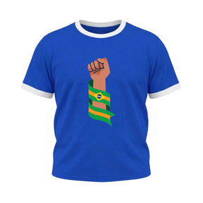 Camiseta Manga Curta Plus Size Força Resistência Brasil Colorida
