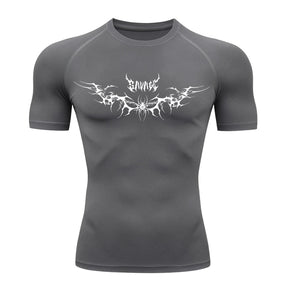 Camiseta Compressão Uv Manga Curta Cyber Tribal Savage Spider Wings Rash Guard