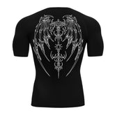 Camiseta Compressão Uv Manga Curta Cyber Tribal Phantom Wings Rash Guard