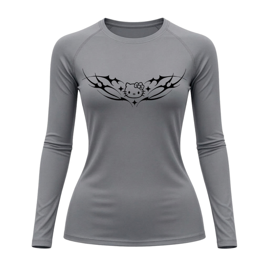 Camiseta Compressão Uv Manga Longa Cyber Tribal Angel Hello Kitty Rash Guard