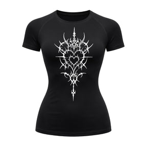 Camiseta Compressão Uv Manga Curta Cyber Tribal Iron Hearth Dark Rash Guard