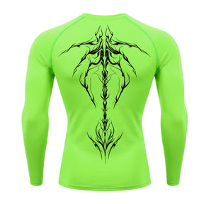 Camiseta Compressão Uv Manga Longa Cyber Tribal Unbreakable Dark Spine Rash Guard