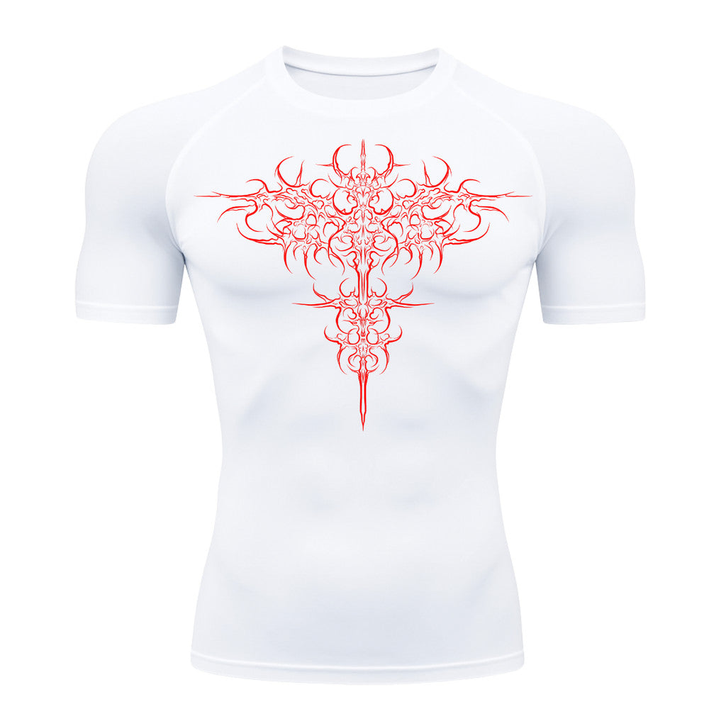 Camiseta Compressão Uv 50+ Manga Curta Cyber Tribal Savage Emblem Rash Guard