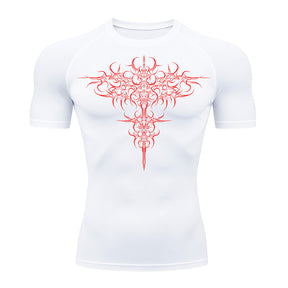 Camiseta Compressão Uv 50+ Manga Curta Cyber Tribal Savage Emblem Rash Guard