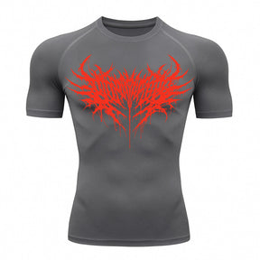 Camiseta Compressão Uv Manga Curta Cyber Tribal Night Reaper Oblivion Rash Guard