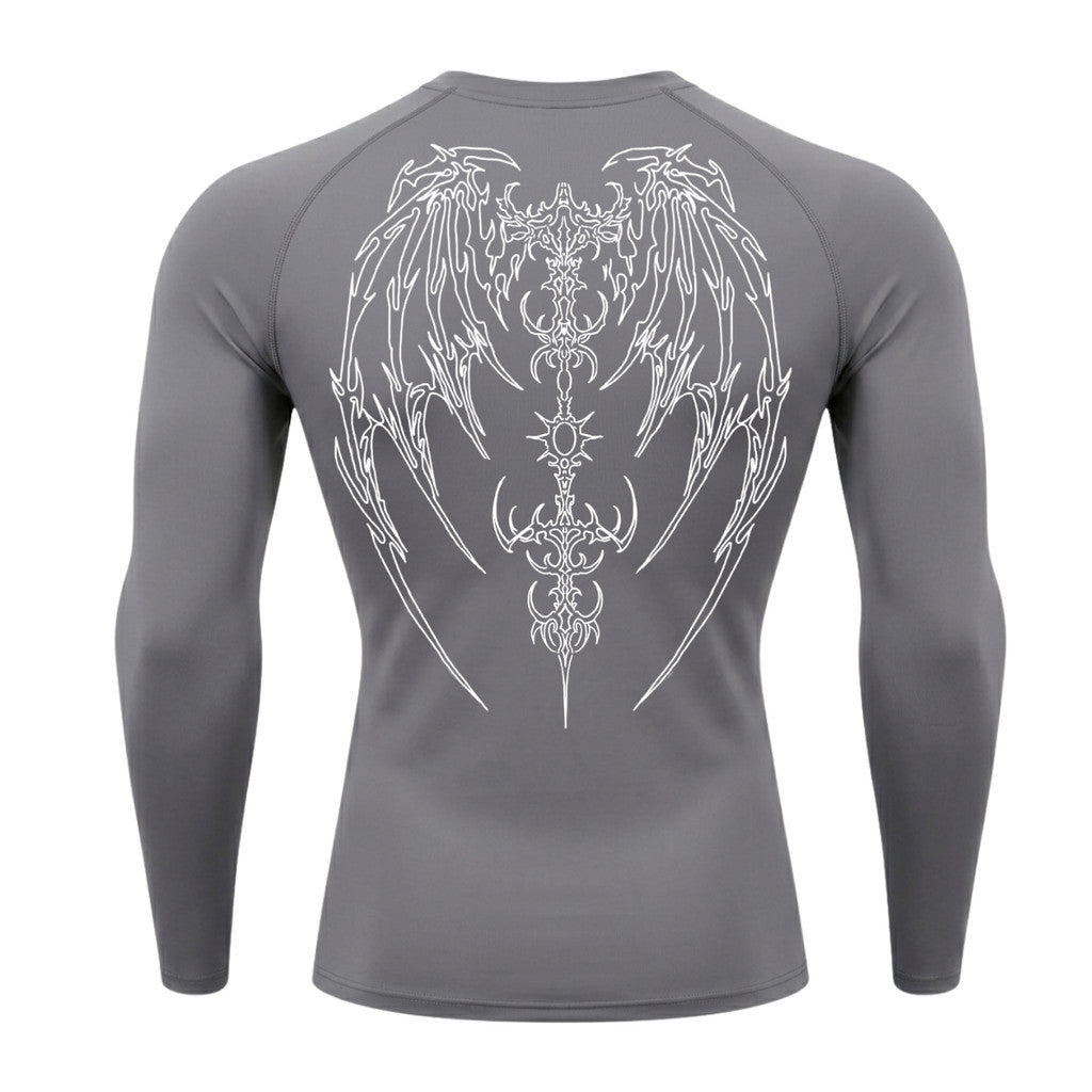 Camiseta Compressão Uv Manga Longa Cyber Tribal Phantom Wings Rash Guard