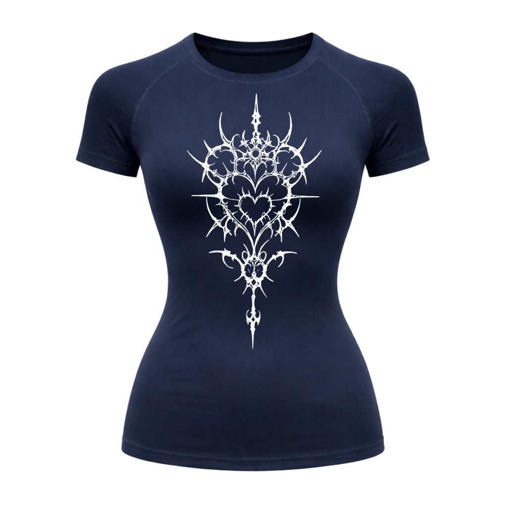 Camiseta Compressão Uv Manga Curta Cyber Tribal Iron Hearth Dark Rash Guard