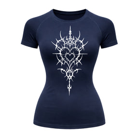 Camiseta Compressão Uv Manga Curta Cyber Tribal Iron Hearth Dark Rash Guard