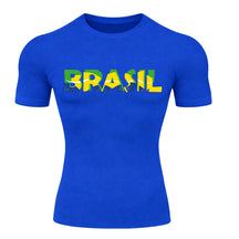 Camiseta Compressão Manga Curta Proteção UV 50+ Brasil Colorido Camiseta Varias Cores Rash Guard