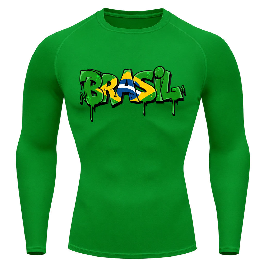 Camiseta Compressão Manga Longa UV Brasil Drip Edition Varias Cores Rash Guard
