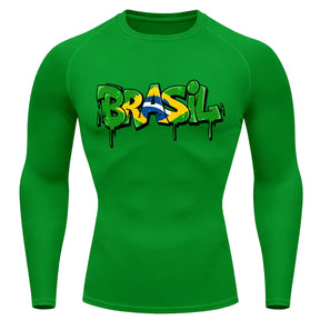 Camiseta Compressão Manga Longa UV Brasil Drip Edition Varias Cores Rash Guard
