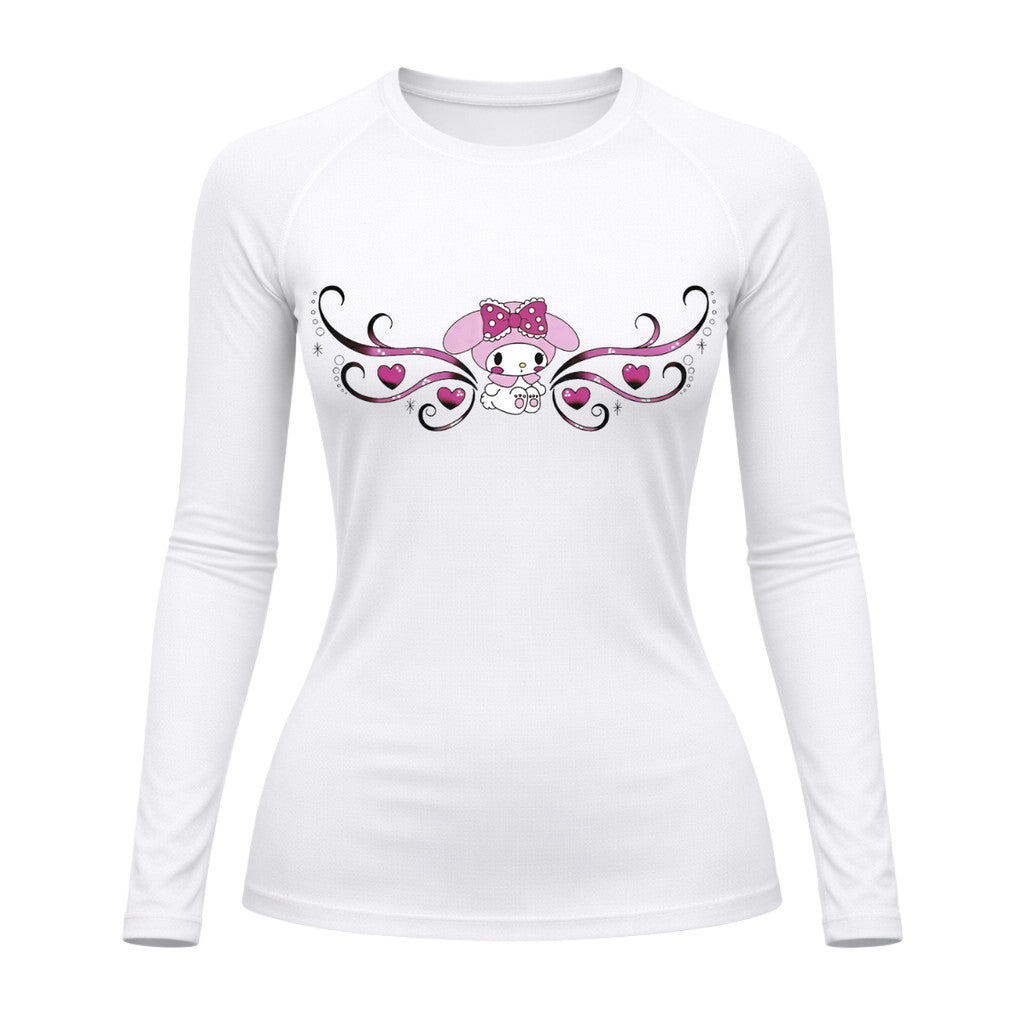 Camiseta Compressão Uv Manga Longa Cyber Tribal My Melody Hello Kitty Rash Guard