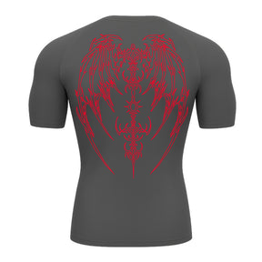 Camiseta Compressão Uv Manga Curta Cyber Tribal Phantom Wings Rash Guard
