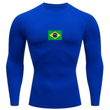Camiseta Compressão Manga Longa Proteção UV 50+ Bandeira Do Brasil Camiseta Varias Cores Rash Guard