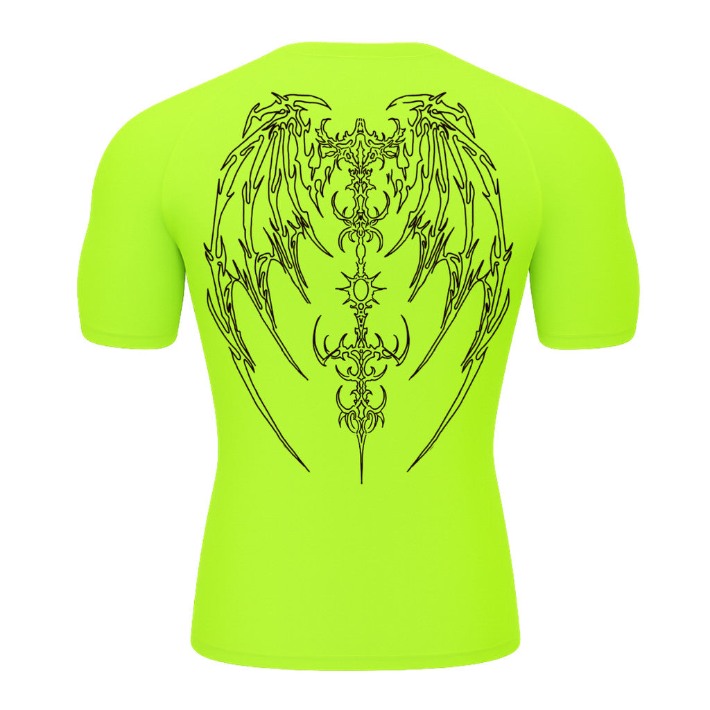 Camiseta Compressão Uv Manga Curta Cyber Tribal Phantom Wings Rash Guard