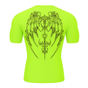 Camiseta Compressão Uv Manga Curta Cyber Tribal Phantom Wings Rash Guard